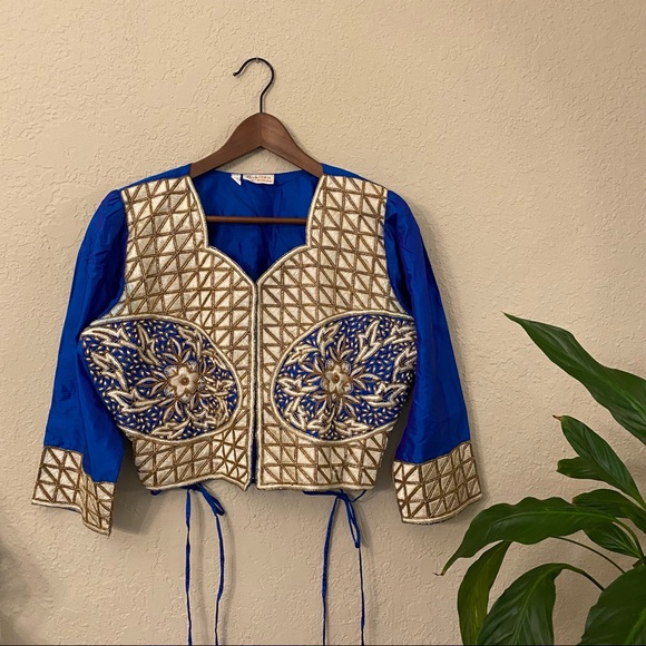 loveleen Tops - Vintage Loveleen Indian Choli Beaded Crop Top